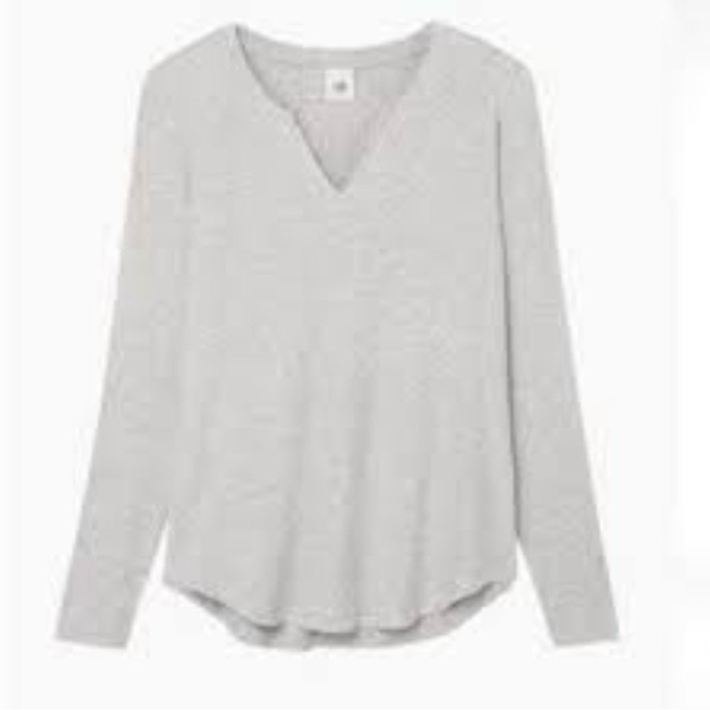 CAbi 4196 Simple Tee Heather Gray Size XS Womens Ribbed Long Sleeve Lounge Cozy